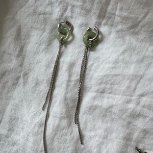 Chop Suey Club Jade and Silver Dangle earrings